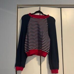 Anthropologie Pilcro Niki Knit-Sleeve Bubble Sweatshirt